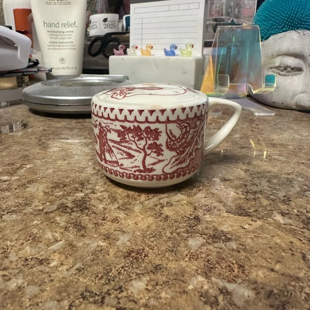 Royal China Memory Lane Ironstone Transferware Tiny Tea Cup Salt Shaker